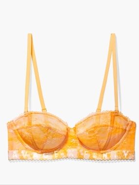 Savage x Fenty Watercolor Tie Dye Unlined Lace Strapless Bra in Scarlet Ibis